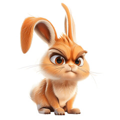 Sneaky rabbit with narrowed eyes and secretive smile. - obrazy, fototapety, plakaty