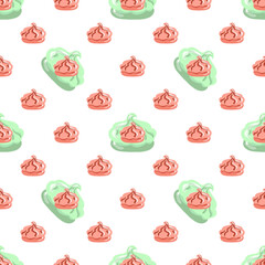 seamless pattern with pastry, zephyr, marshmallow