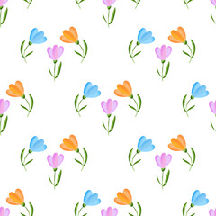Simple seamless pattern with colourful flowers