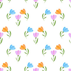 Simple seamless pattern with colourful flowers