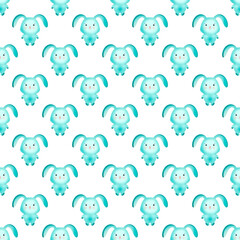 seamless pattern with cute turquoise bunnies, seamless background, bunny rabbit