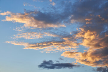 Cloudscape of cumulus sunset clouds