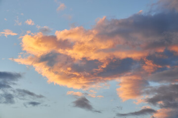Cloudscape of cumulus sunset clouds