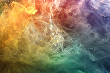 a rainbow colored smoke billowing in the style of pun