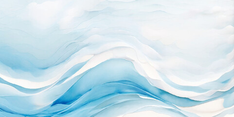 Sewing fabric with Vector ocean watercolor soft blue and white wavey ...