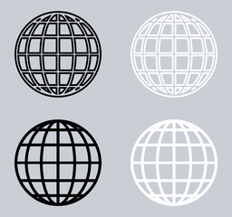 Set of Globe icon. Website icon sign symbol in trendy flat style. Planet vector icon illustration isolated on gray background