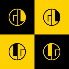 Simple GL and LG Letters Circle Logo Set, suitable for business with GL and LG initials