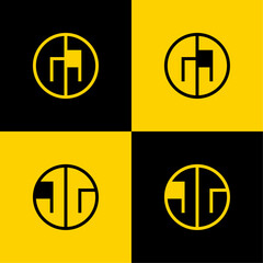 Obraz premium Simple GJ and JG Letters Circle Logo Set, suitable for business with GJ and JG initials