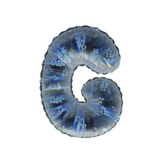 3D Helium Balloon Letter G with Flower texture on rainbow colored blue glass