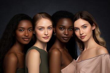 Obraz premium AI generated portrait of a beautiful woman with natural makeup