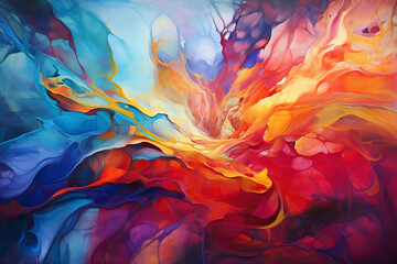 A canvas blooms into a vibrant symphony, splashes of color dancing with unrestrained emotion.