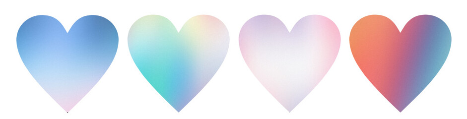 Set of multicolored gradient heart on transparent background. PNG