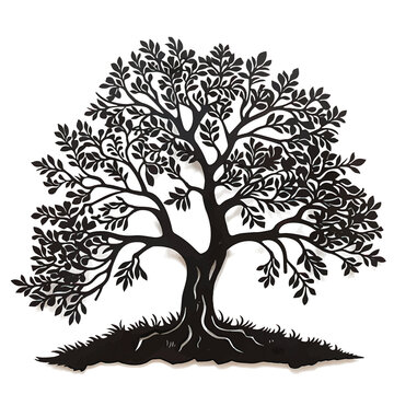 Vector image of island silhouette of trees on white background.