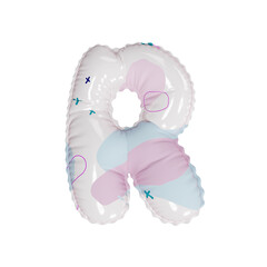 3D abstract modern pattern helium balloon letter R