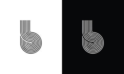 B letter line artwork logo for a modern business company, letter b logo