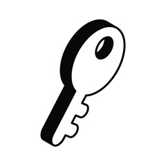 An isometric vector of access key, security key icon design