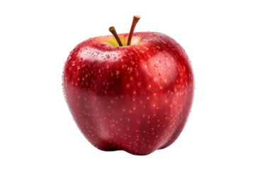 Red Apple With Bite Taken Out. A red apple with a noticeable bite mark on one side, revealing the juicy interior of the fruit. On PNG Transparent Clear Background.