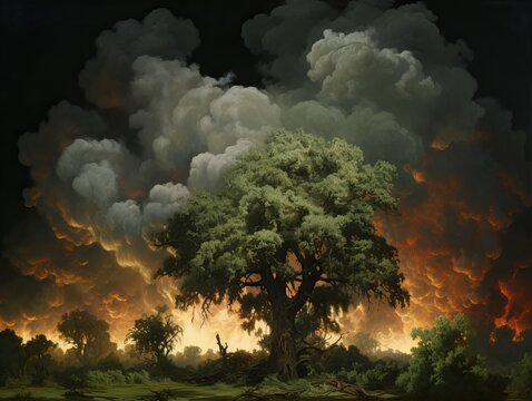 Vivid clash: when fire engulfs lush greenery in a menacing display of destruction