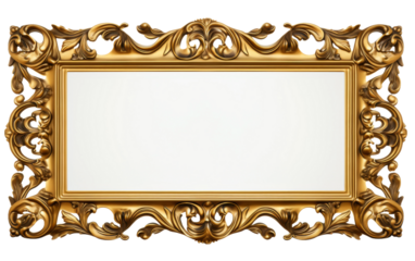 Gold Framed Mirror. A gold framed mirror is reflecting light and adding a touch of elegance to any space. On PNG Transparent Clear Background.