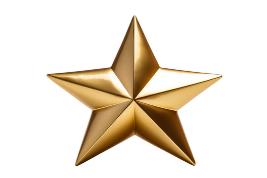 Gold Star. The stars five points are distinct and sharp, creating a striking contrast. On PNG Transparent Clear Background.