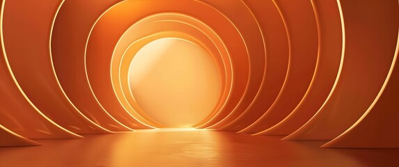 Radiant Golden Circular Light Background with Captivating Lighting Effects in the Background