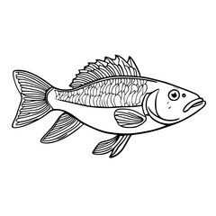 Herring FishSVG Black And White Illustration Art Generative AI.