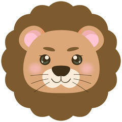 Cute cartoon lion head illustration