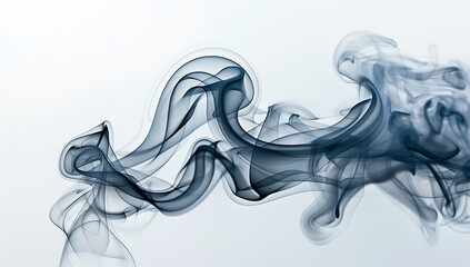 black smoke floats on a white background in the style - obrazy, fototapety, plakaty