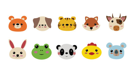 Cartoon cute animals for baby cards and invitations, 10 Cute Animals vector collection