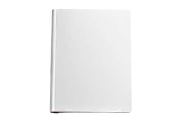 White Book. A white book is open, displaying blank pages. The simplicity of the all-white composition creates a stark visual contrast. On PNG Transparent Clear Background.