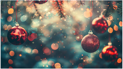 christmas balls in bokeh christmas ornaments in the s - obrazy, fototapety, plakaty