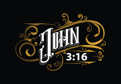 JOHN 3 16 lettering custom template design