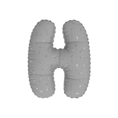 3D silver floral pattern helium balloon letter H