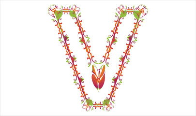 Vintage style floral letters font, vector alphabet.