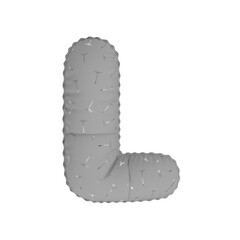 3D silver floral pattern helium balloon letter L
