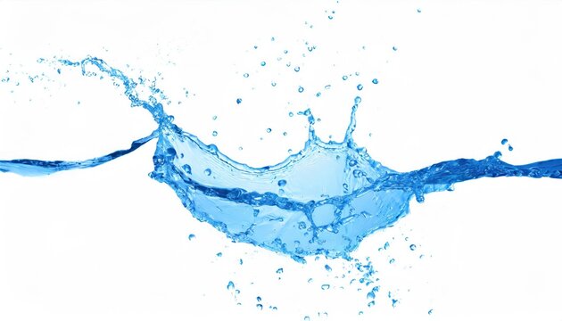 Blue water splash isolated on white background. 