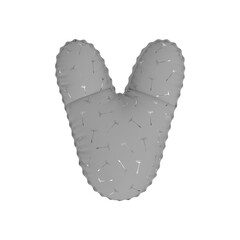 3D silver floral pattern helium balloon letter V