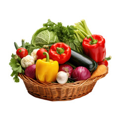 Basket of vegetable isolated on transparent background
