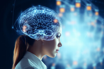 Scientist at work in a modern laboratory created with generative AI technology