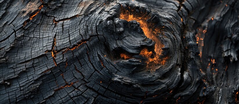 Charred tree trunk from lightning strike.