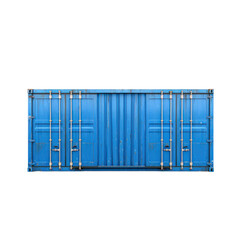Blue cargo container isolated on transparent background