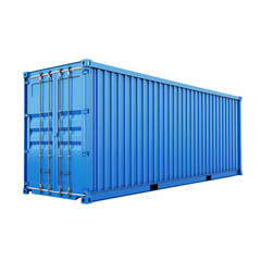 Blue cargo container isolated on transparent background