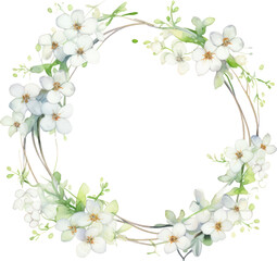 Watercolorfloral frames, hand painted frame with tropical green leaves and branches. Frame for wedding invitations, save the date or greeting cards