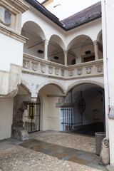 Historic courtyard in the city of Brno. Czech Republic