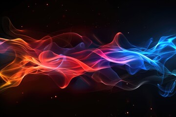 Smoke in red blue light on black background