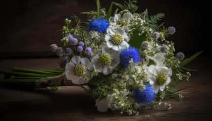bouquet of blue flowers