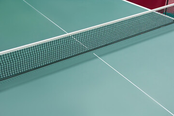 Green ping pong table with net - Table tennis - top view