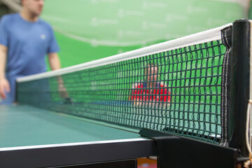 Table with net for table tennis - ping-pong - selective focus