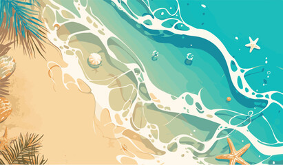 Fototapeta na wymiar background wave on the beach illustration of a beach in summer