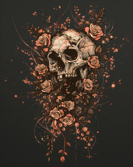 Application for the Day of the Dead. Skull with flowers